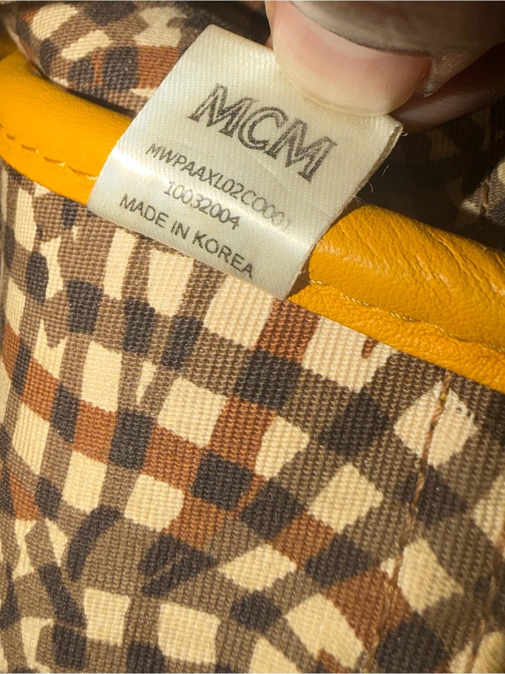 MCM Cognac Visetos Tote with Yellow Trim and Pouch - Picture 4 of 8